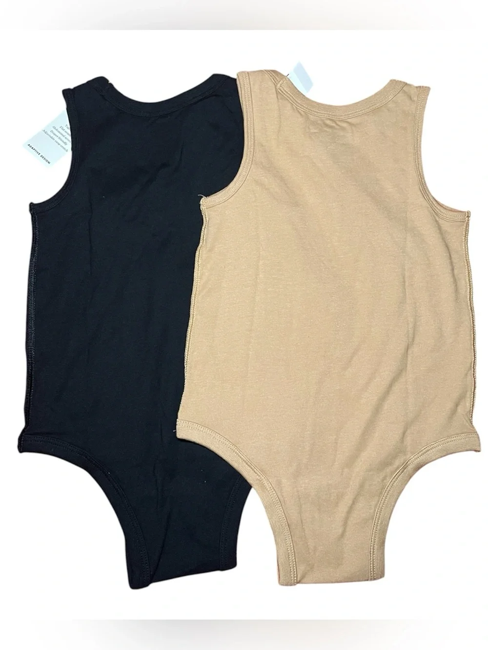 Cat & Jack Toddler 2T Adaptive Sleeveless Bodysuit 2-Pack Black Tan NWT